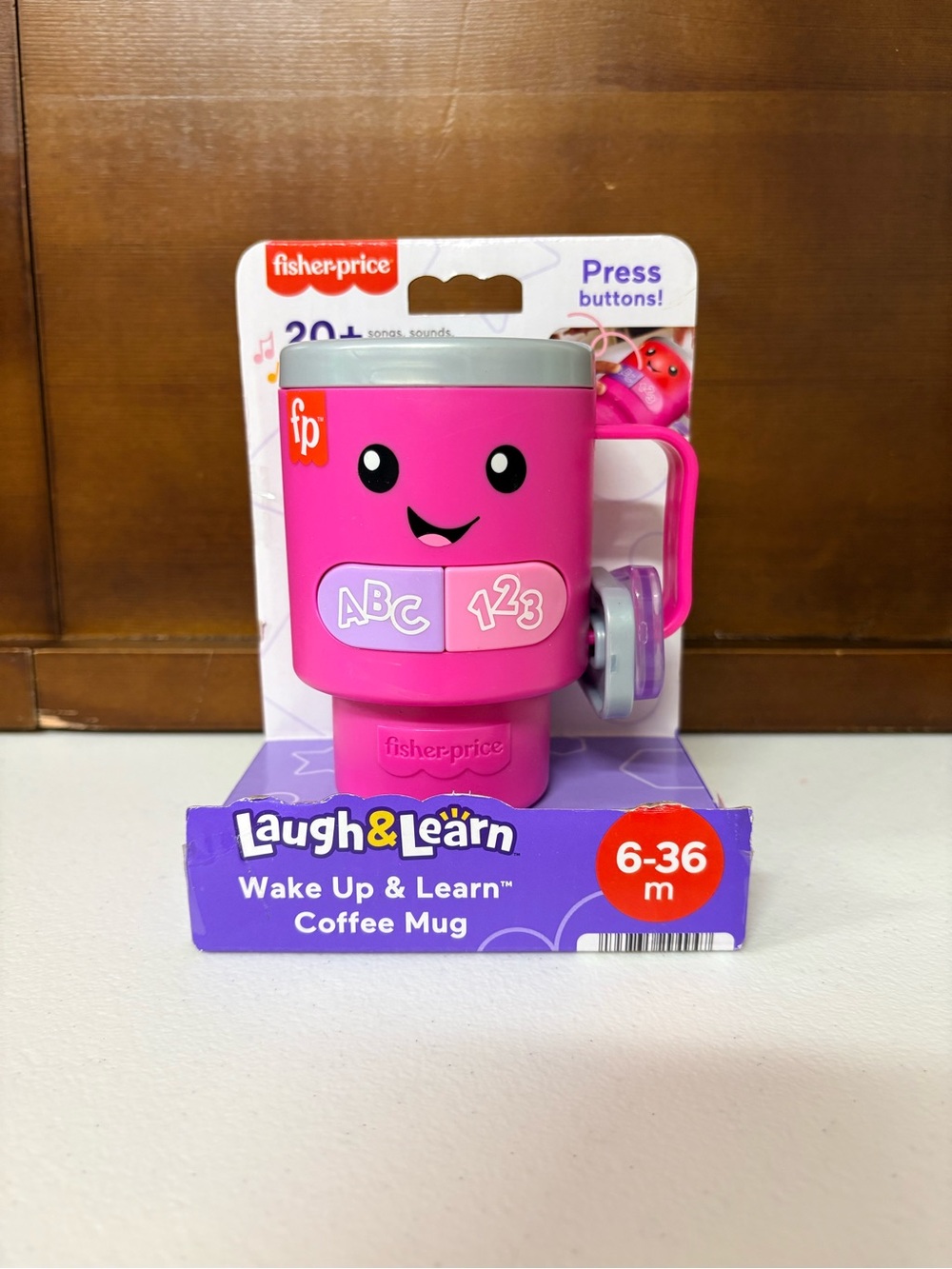 Fisher-Price Pink Laugh & Learn Wake Up & Learn Coffee Mug Sings Changes Colors